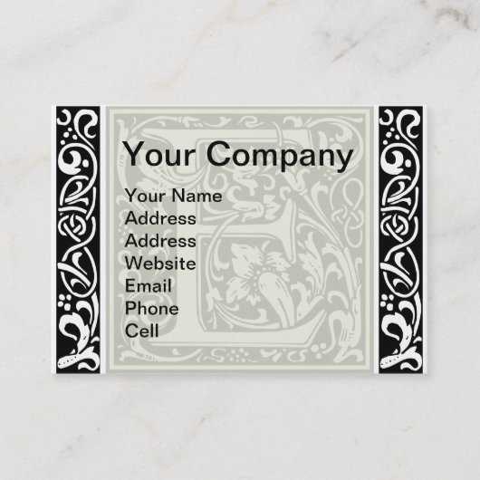 Letter E Middeleeuwse Monogram Art Nouveau Visitekaartje (Voorkant)