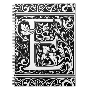 Letter E Middeleeuwse Monogram Vintage Initiaal Notitieboek