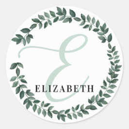 Letter E Monogram Aangepaste Naam Minimalistische  Ronde Sticker