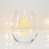 Letter E Monogram Bruidsmeisje Gift, Modern Elegan Wijnglas Zonder Voet