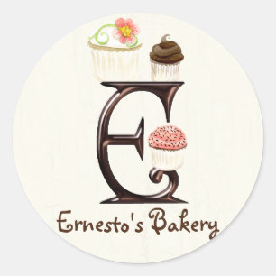Letter E Monogram Cupcake Logo Zakelijke Stickers