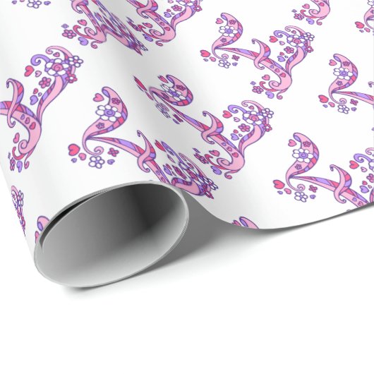 Letter E-monogram gepersonaliseerd roze paarse oml Cadeaupapier (Rol Hoek)