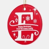 Letter E Monogram Initiaal Familienaam Greeting Keramisch Ornament (Links)