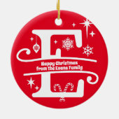 Letter E Monogram Initiaal Familienaam Greeting Keramisch Ornament (Achterkant)