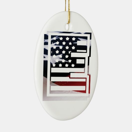 Letter E Monogram Initiaal USA Keramisch Ornament (Rechts)