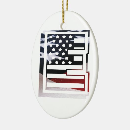 Letter E Monogram Initiaal USA Keramisch Ornament (Links)