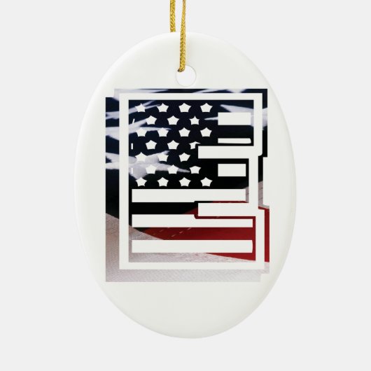 Letter E Monogram Initiaal USA Keramisch Ornament (Achterkant)