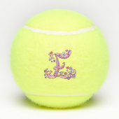 Letter E monogram meisjes gepersonaliseerde doodle Tennisballen (Achterkant)