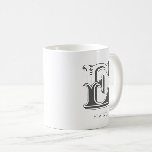 Letter E Monogram Moderne naam Koffie Mok (Voorkant rechts)