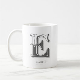 Letter E Monogram Moderne naam Koffie Mok