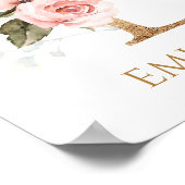 Letter E Monogram pink rose Nursery Poster (Hoek)