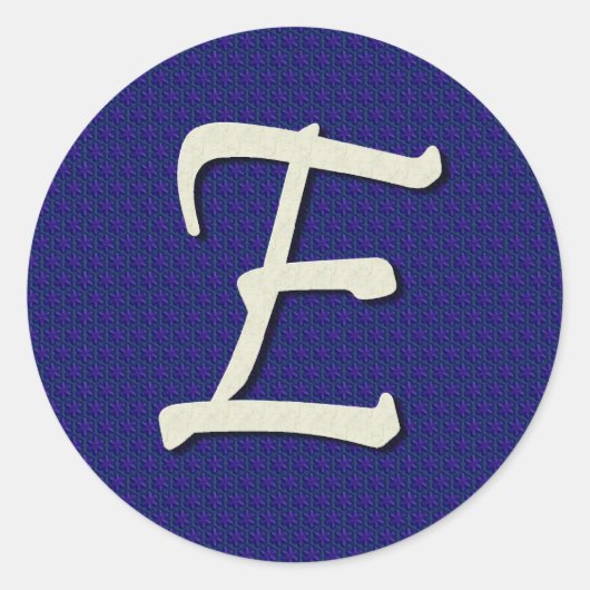 Letter E Monogram Ronde Sticker (Voorkant)