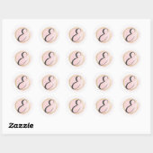 Letter E Monogram Roze Roze Waterverf Goud Chic Ronde Sticker (Vel)