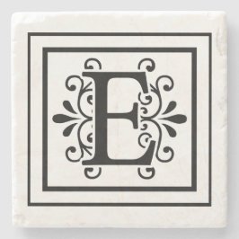 Letter E Monogram Stone Onderzetters