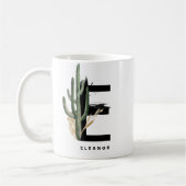 Letter E Monogram | Tropische actus gepersonalisee Koffiemok (Links)