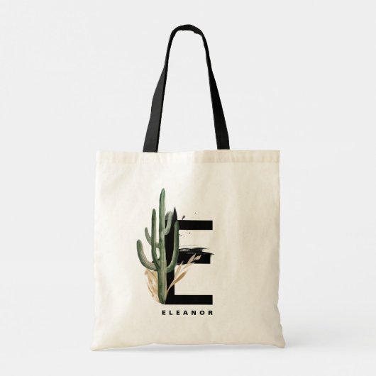 Letter E Monogram | Tropische actus gepersonalisee Tote Bag (Achterkant)