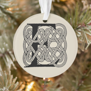 Letter E Monogram Vintage Keltische Knoopprint Ornament