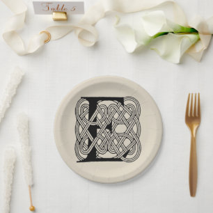 Letter E Monogram Vintage Keltische Knoopprint Papieren Bordje