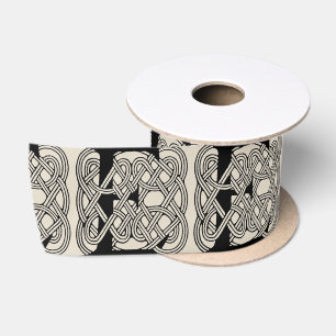 Letter E Monogram Vintage Keltische Knoopprint Satijnen Lint
