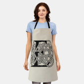 Letter E Monogram Vintage Keltische Knoopprint Schort (Gedragen)