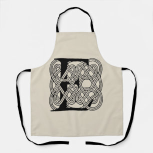 Letter E Monogram Vintage Keltische Knoopprint Schort