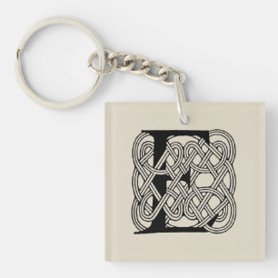 Letter E Monogram Vintage Keltische Knoopprint Sleutelhanger