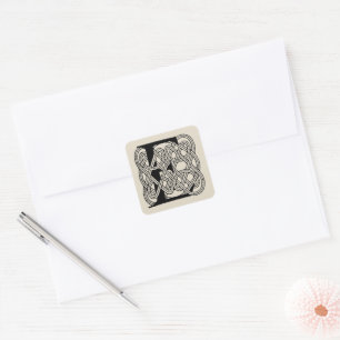 Letter E Monogram Vintage Keltische Knoopprint Vierkante Sticker