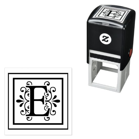 Letter E Monogram Zelfinktende Stempel (In situ)