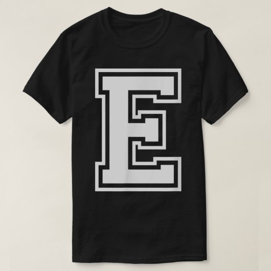 Letter E Name Initiaal Varsity Alphabet Monogram T-shirt (Design voorkant)