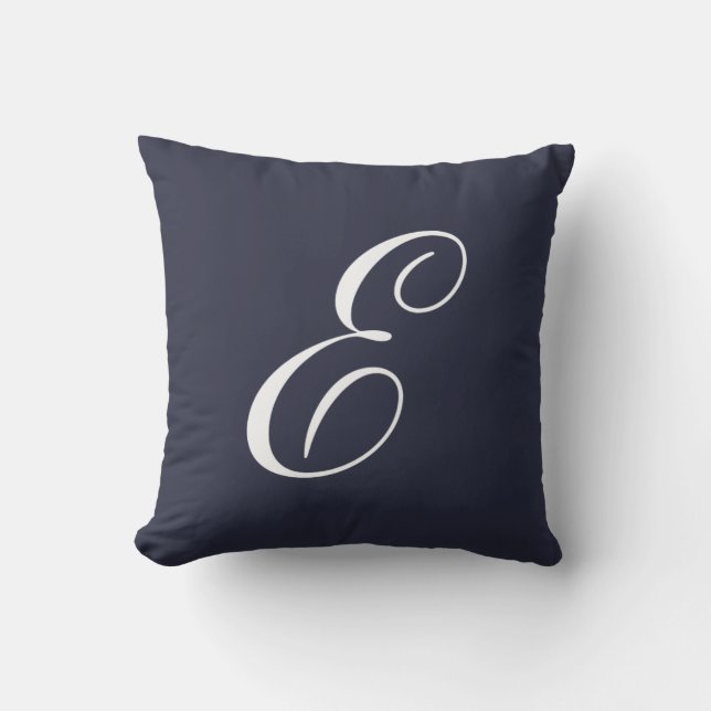 Letter E Navy Blue Monogram Pillow Kussen (Voorkant)