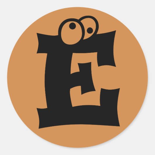 Letter E Oogbollen Alfabet van Janz Peru Goud Ronde Sticker (Voorkant)