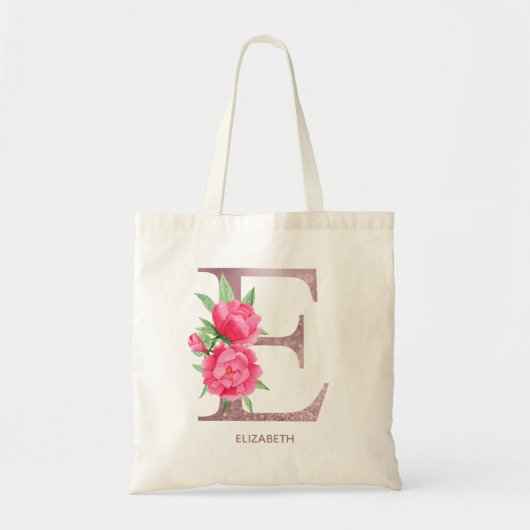 Letter E Persoonlijke naam monogram bridesmaid Tote Bag (Voorkant)