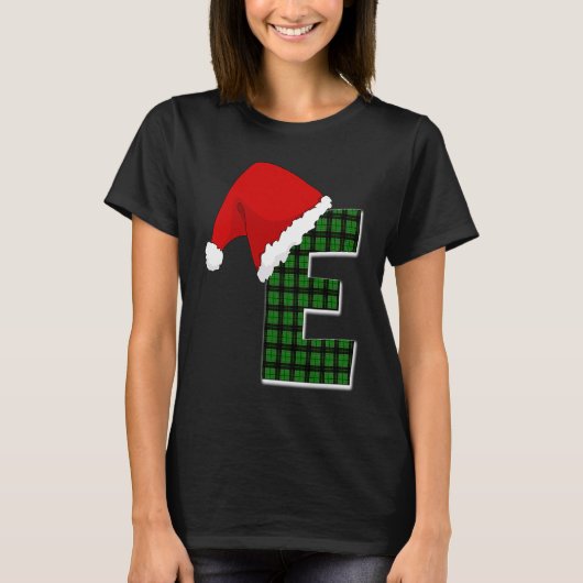 Letter E Santa Hat Monogram T-shirt (Voorkant)