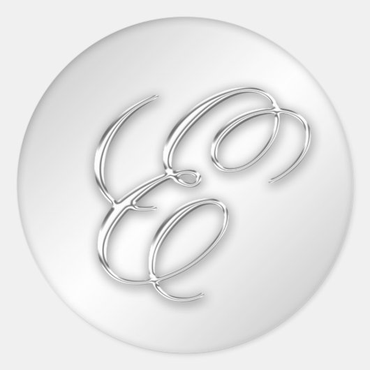 Letter E script initiaal faux zilver monogram guns Ronde Sticker (Voorkant)