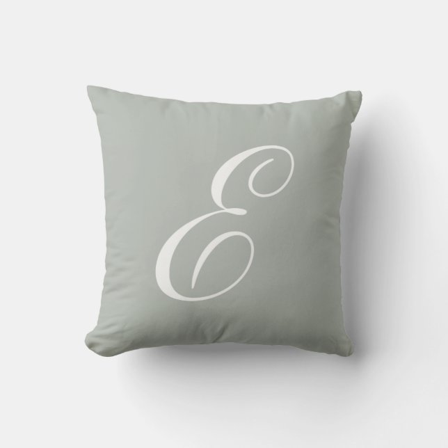 Letter E Silver Grey Monogram Pillow Kussen (Voorkant)