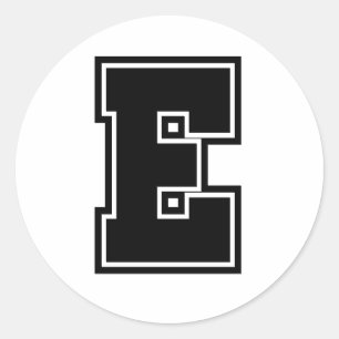Letter E sportieve hogeschool lettertype alfabet Ronde Sticker