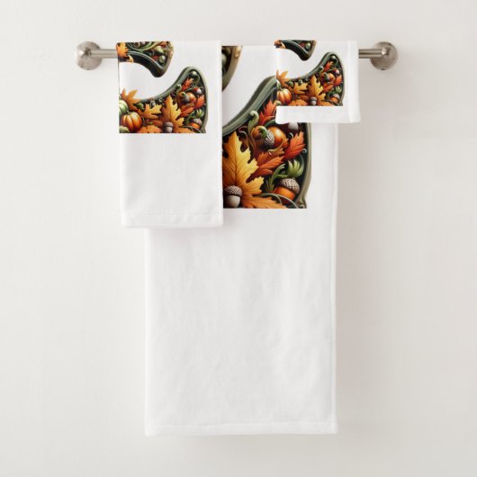 Letter E Thanksgiving style gift  Bad Handdoek (Insitu)