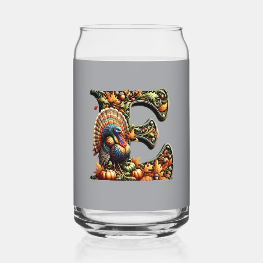 Letter E Thanksgiving style gift  Blikvorm Glas (Voorkant)