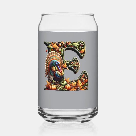 Letter E Thanksgiving style gift  Blikvorm Glas (Achterkant)