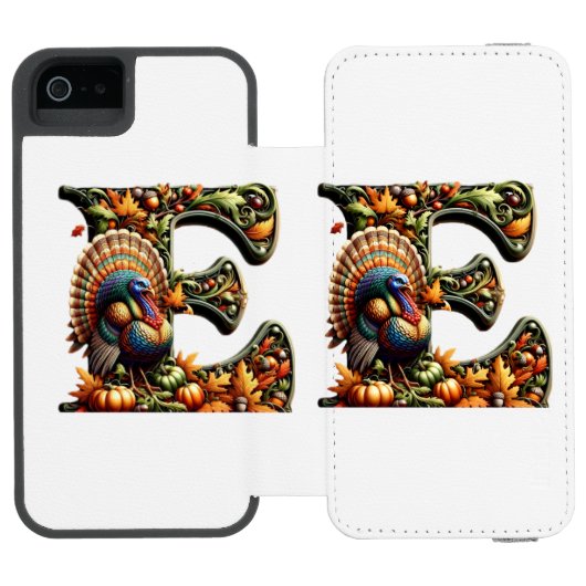 Letter E Thanksgiving style gift Incipio iPhone Portemonnee Hoesje (Agenda Open)