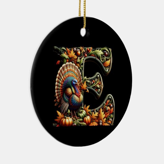 Letter E Thanksgiving style gift  Keramisch Ornament (Rechts)