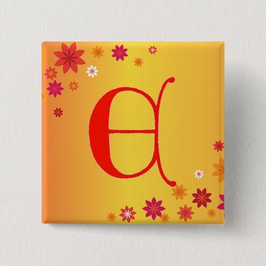 Letter E-toets Vierkante Button 5,1 Cm (Voorkant)