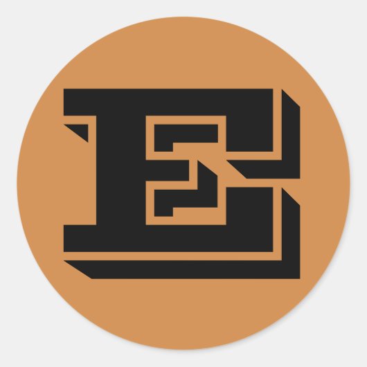 Letter E Vineta Alfabet van Janz Peru Goud Ronde Sticker (Voorkant)