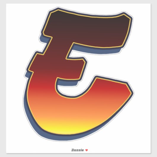 Letter E - vlammen Sticker (Vel)