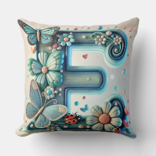 🦋 Letter E Vlinder Bloem Monogram Decor 🌸 Kussen