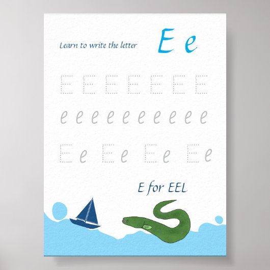 Letter E Volgposter voor Kinderen Poster (Voorkant)