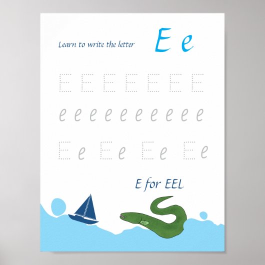 Letter E Volgposter voor Kinderen Poster (Voorkant)