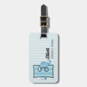 Letter E voor Olifant in Blauw voor Jongens Bagagelabel (Voorkant verticaal)