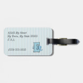 Letter E voor Olifant in Blauw voor Jongens Bagagelabel (Achterkant horizontaal)