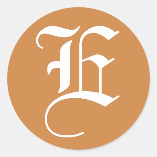 Letter E Wedding Alphabet van Janz White Peru Gold Ronde Sticker (Voorkant)